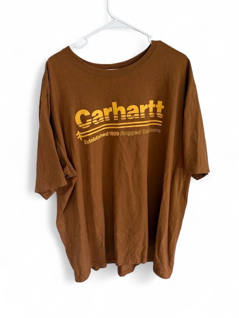 Carhartt Brown Short-Sleeve Tee with Yellow Logo